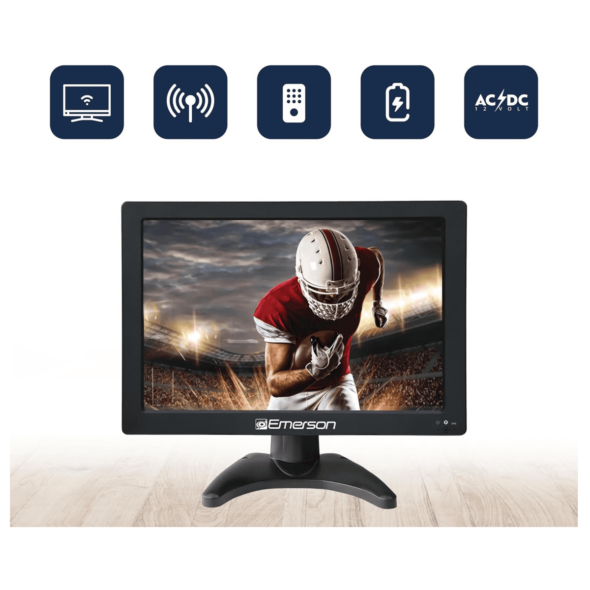 Emerson 13.3" Portable Rechargeable 12V ACDC TV - Refurbished