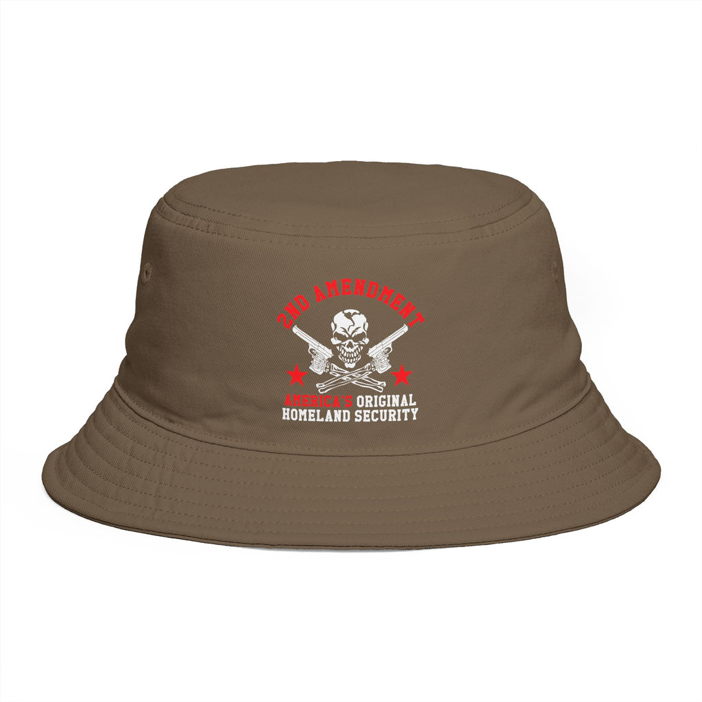 Bucket Hat - Red Liesbovt Homeland Security Skull Logo