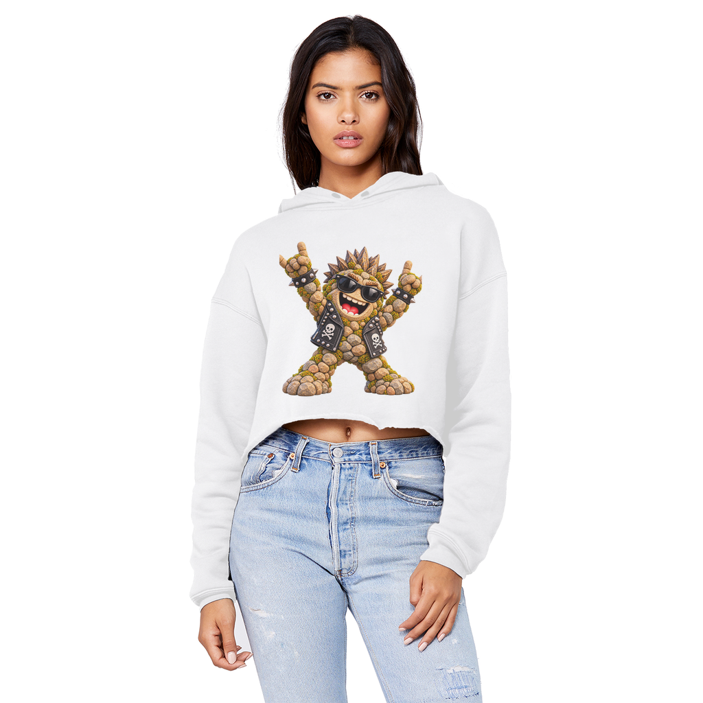 Falling Rocks COllection Cropped Raw Edge Boyfriend Hoodie