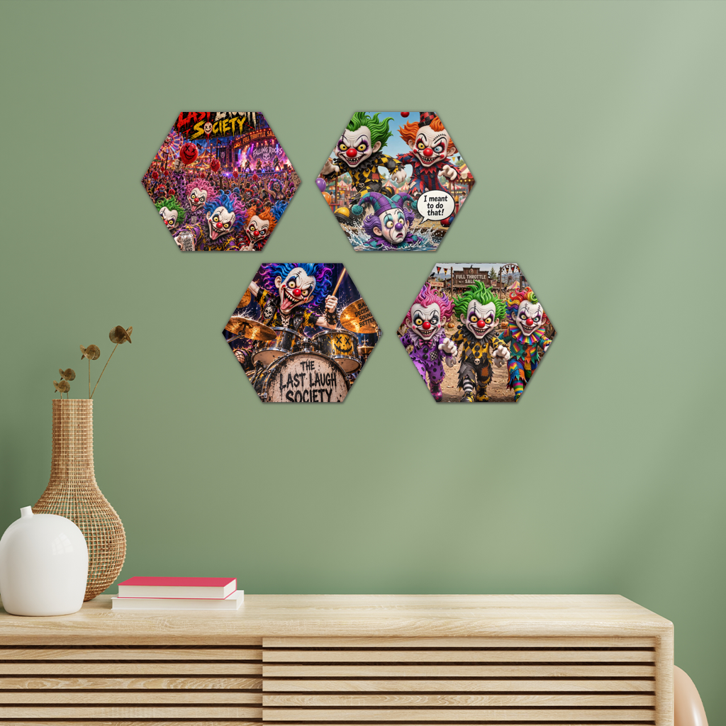 The Last Laugh Society Hexagon Wall Tiles Set of 4