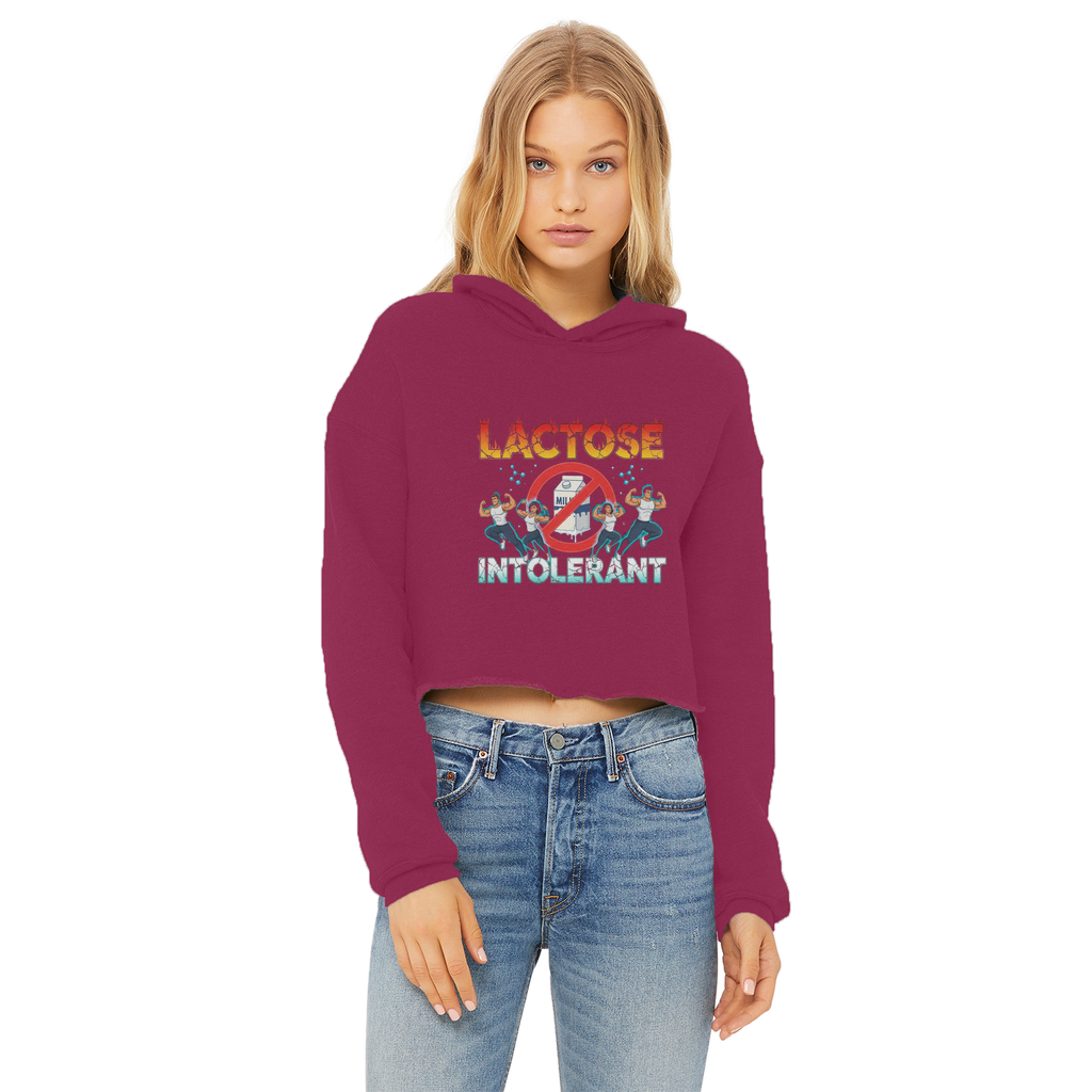 AOB Ladies Cropped Raw Edge Hoodie