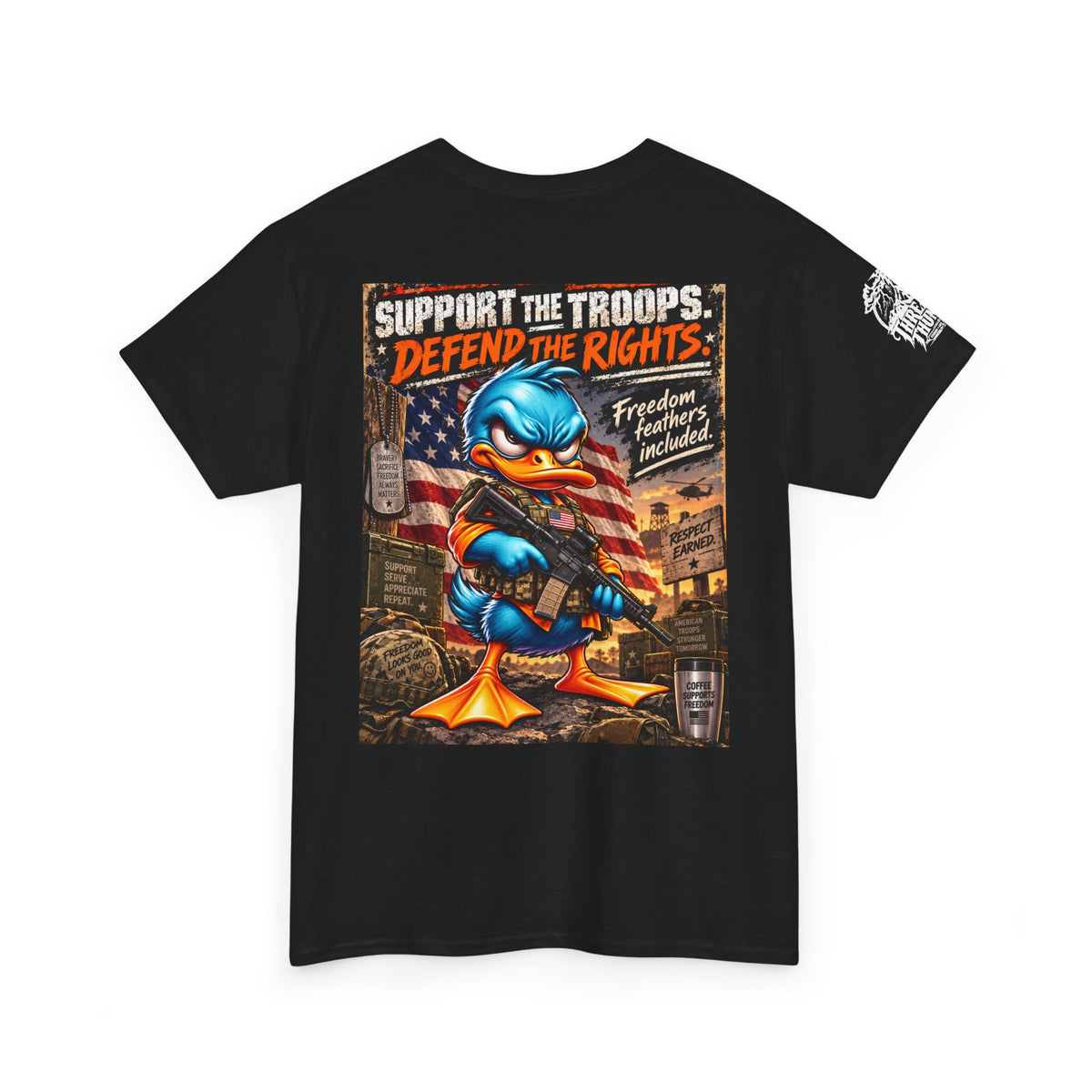 Support the Troops, Defend the Rights Back Graphic Tee