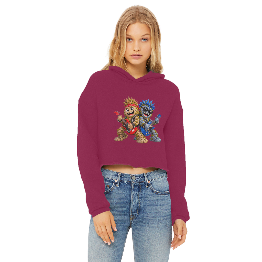 Falling Rocks COllection Ladies Cropped Raw Edge Hoodie