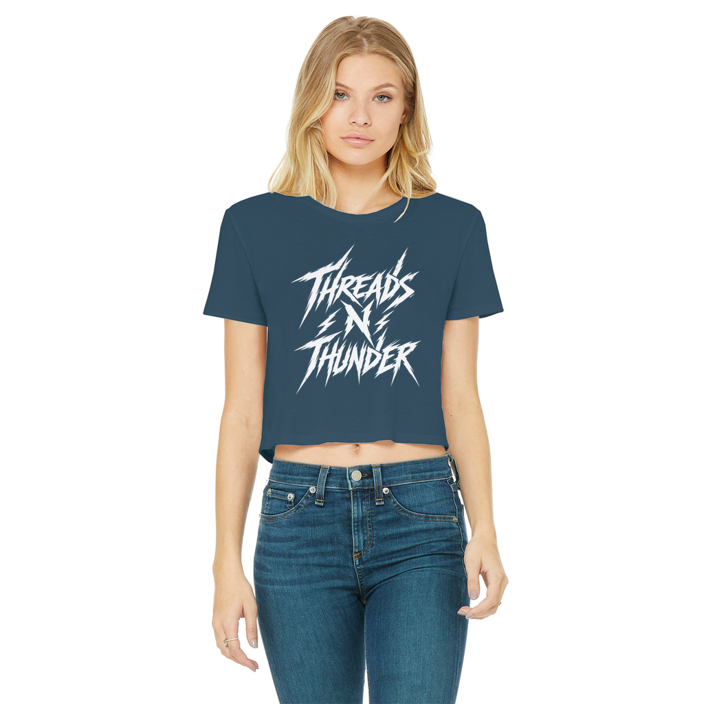 Falling Rocks COllection Classic Women's Cropped Raw Edge T-Shirt