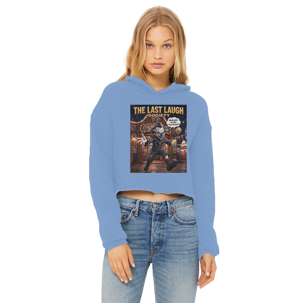 The Last Laugh Society Ladies Cropped Raw Edge Hoodie