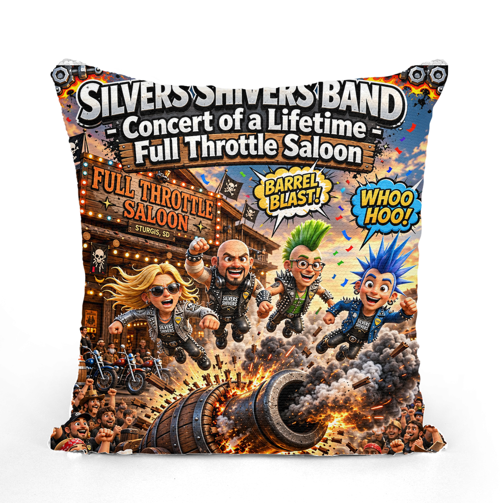 The Silver Shivers Band Sequin Cushion Cover