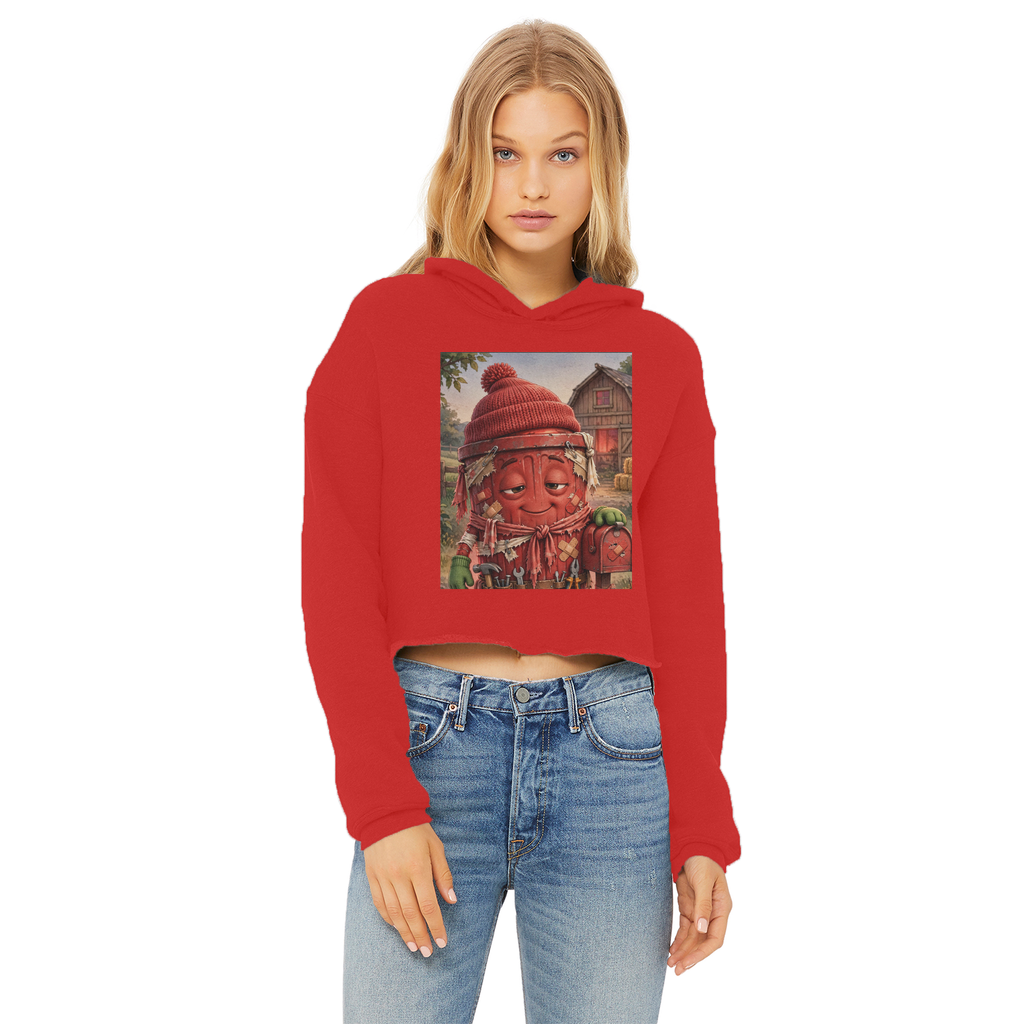 Trash Can Row – Ladies Cropped Raw Edge Hoodie