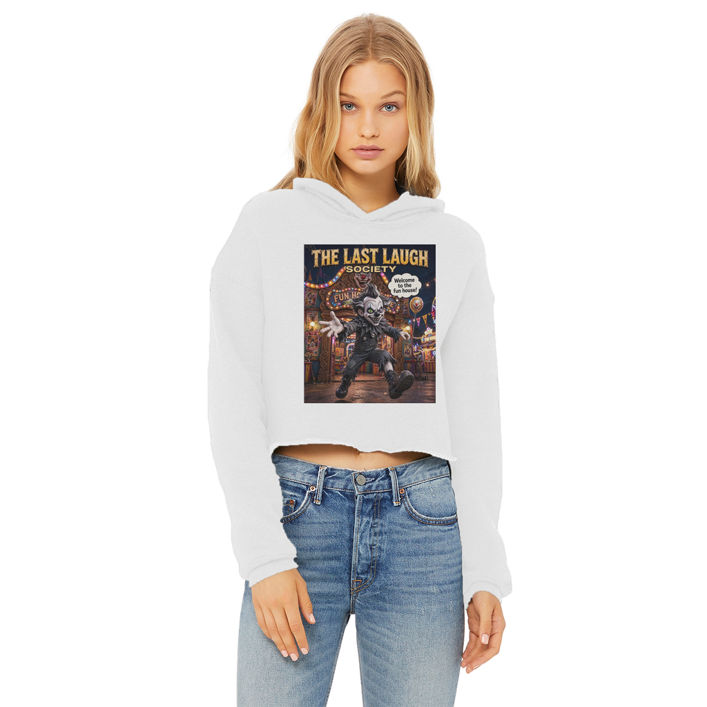 The Last Laugh Society Ladies Cropped Raw Edge Hoodie