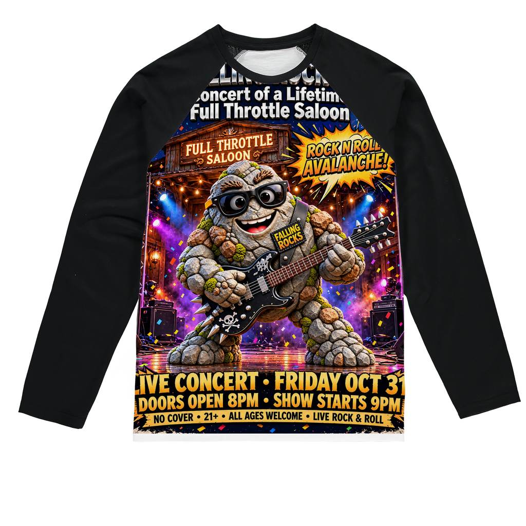 Falling Rocks Collection Sublimation Baseball Long Sleeve T-Shirt