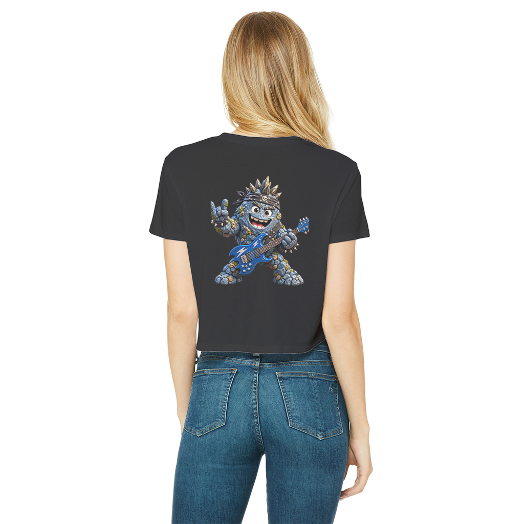 Falling Rocks COllection Classic Women's Cropped Raw Edge T-Shirt