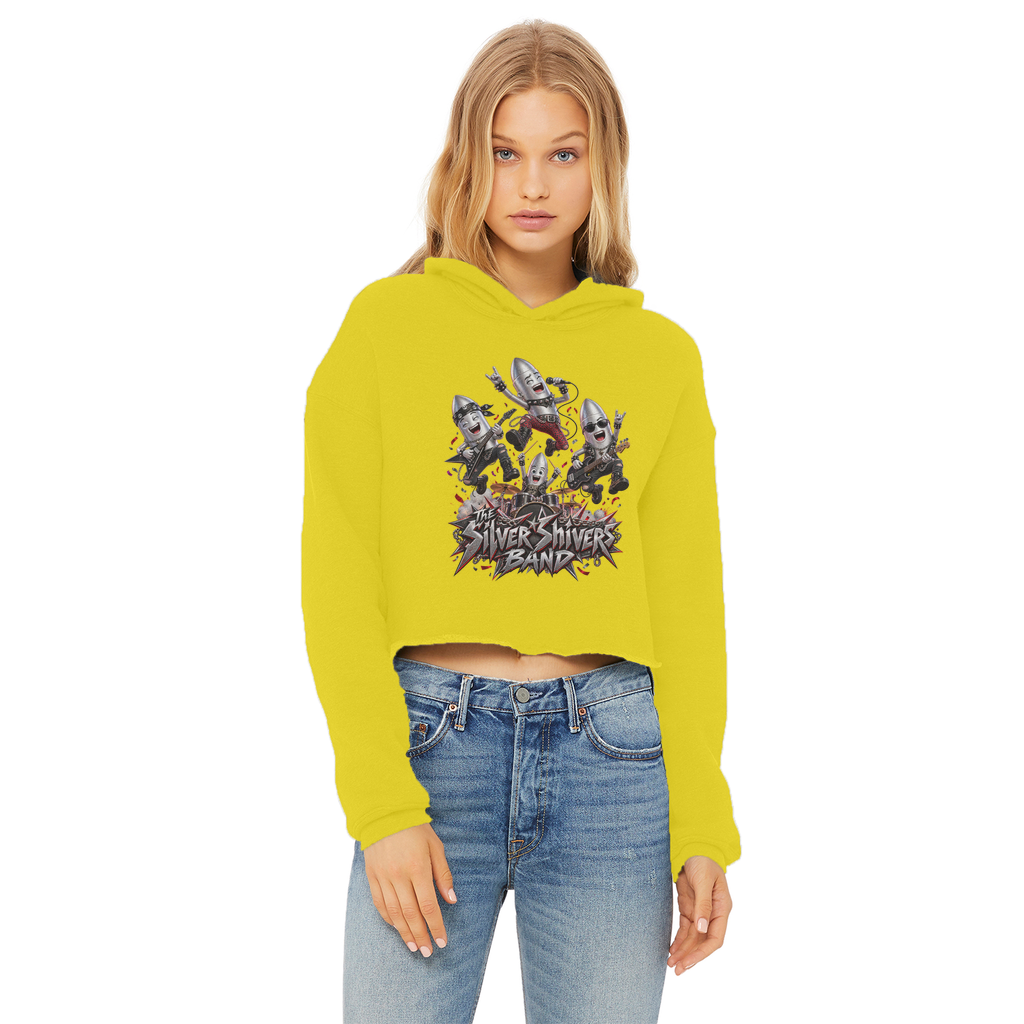 The Silver Shivers Band Ladies Cropped Raw Edge Hoodie