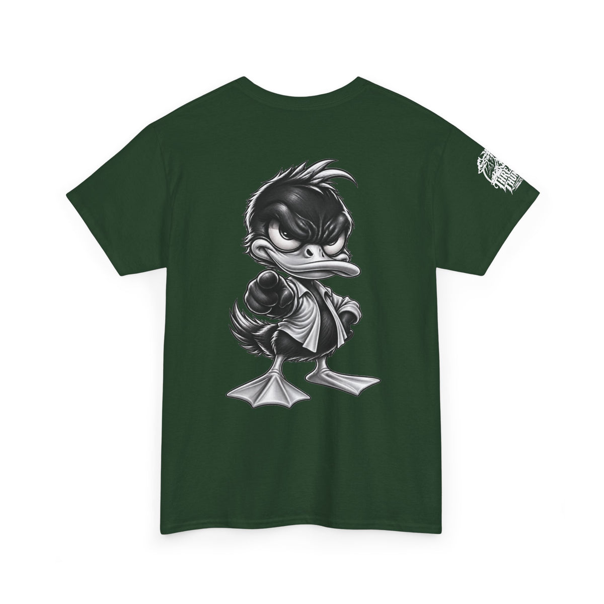 Monochrome Rebel Duck Character Back Graphic Tee
