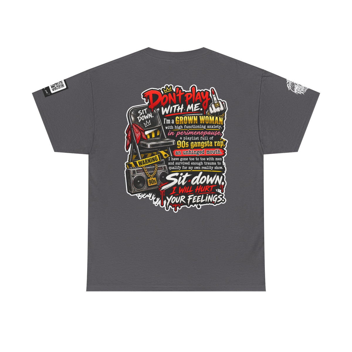 Grown Woman With Anxiety and 90s Gangsta Rap Back Graphic Tee