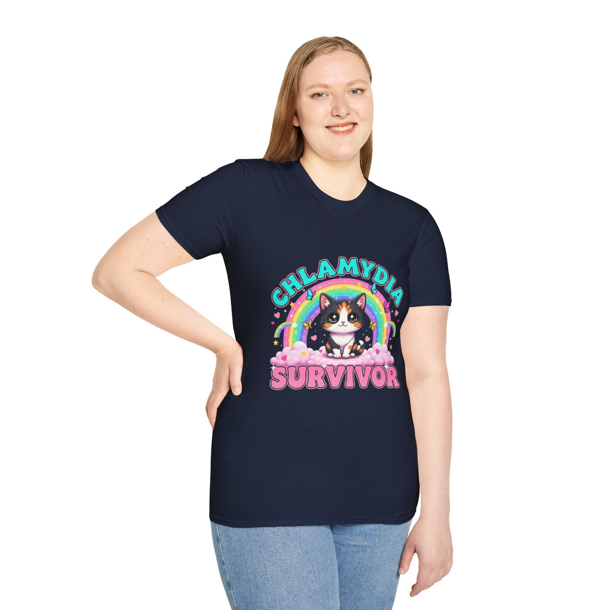 Chlamydia Survivor Cat T-Shirt — Cute Rainbow Calico Tee
