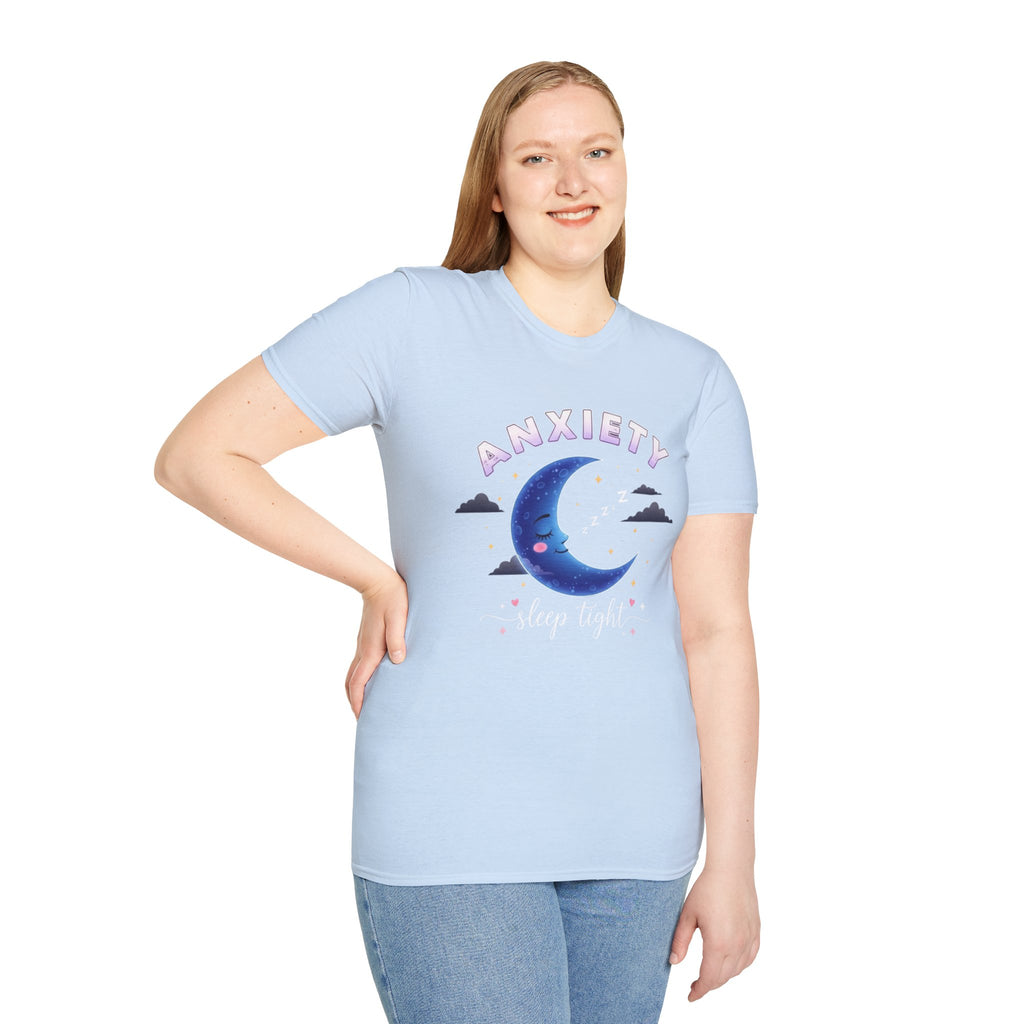 Anxiety Moon T-Shirt — 'Sleep Tight' Cute Moon & Stars Relaxation Tee