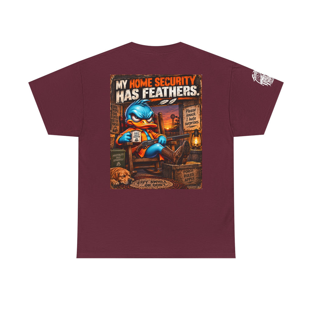 FUCK A DUCK BAND — Design #3 | My Home Security Has Feathers Back Graphic Tee