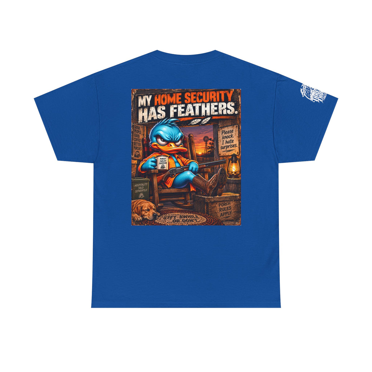 FUCK A DUCK BAND — Design #3 | My Home Security Has Feathers Back Graphic Tee