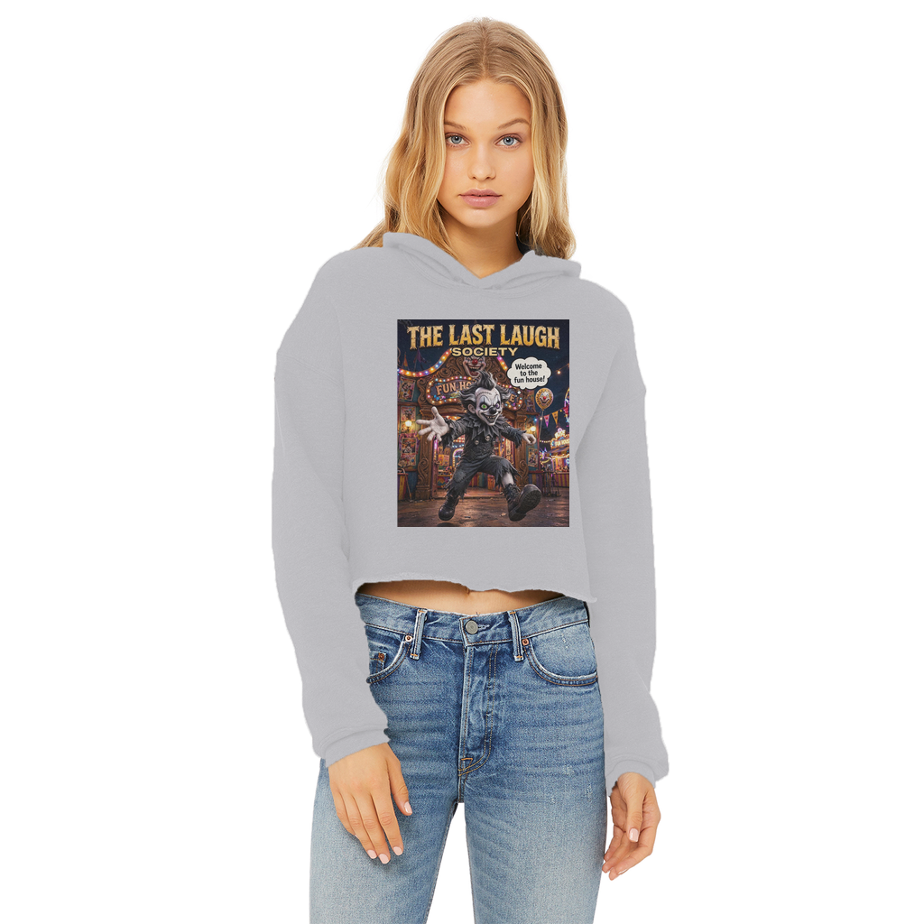 The Last Laugh Society Ladies Cropped Raw Edge Hoodie
