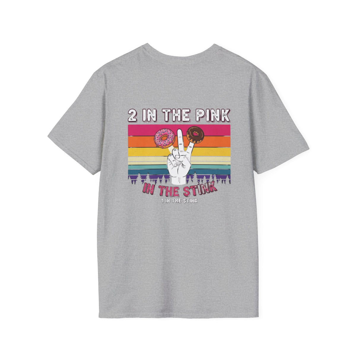 2 In The Pink Donut Peace Sign T‑Shirt — Retro Rainbow Dessert Graphic Tee