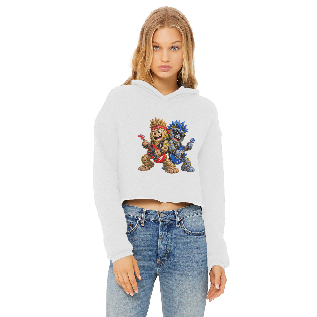 Falling Rocks COllection Ladies Cropped Raw Edge Hoodie
