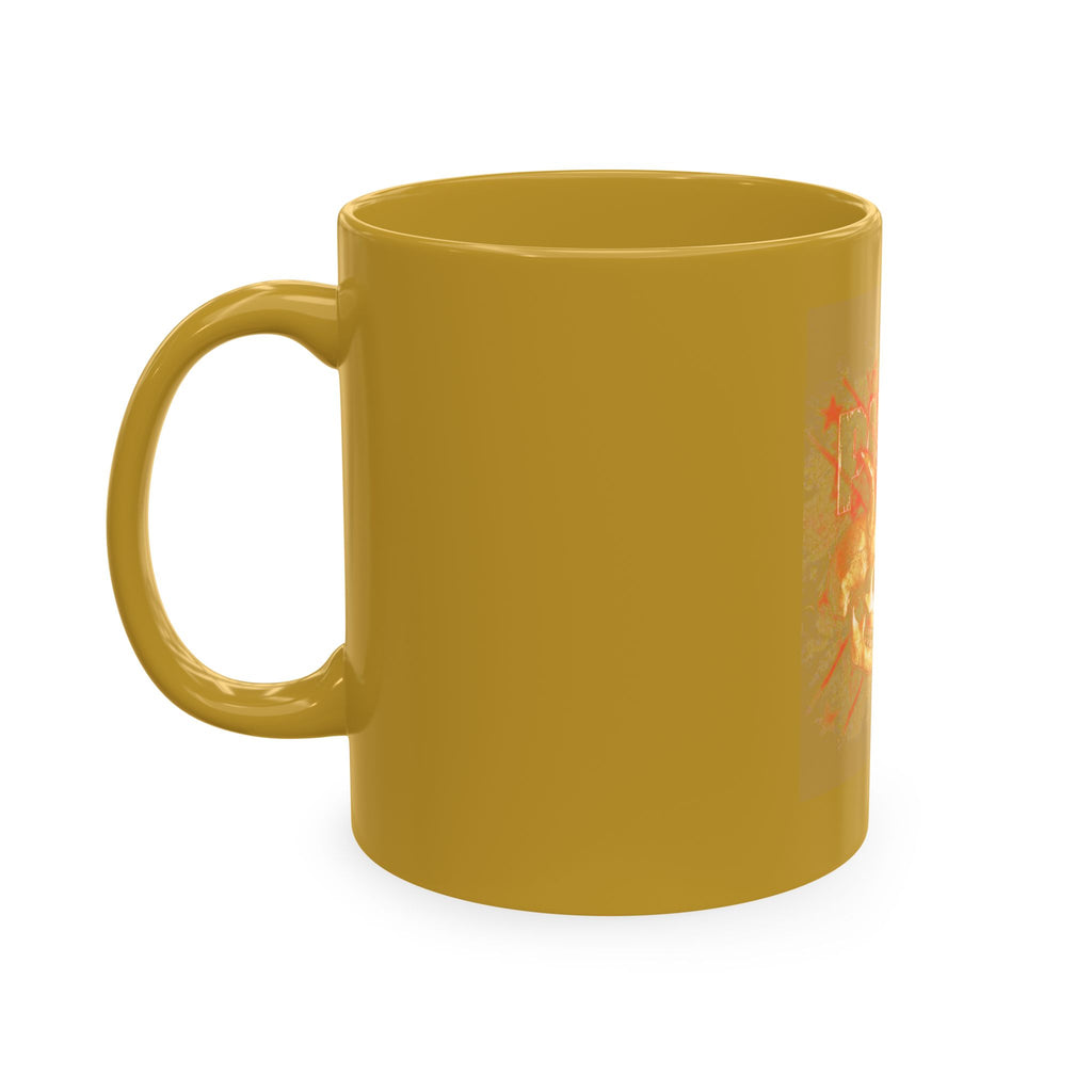 Skull Clash Ceramic Mug — Vintage Rock Tattoo Coffee Cup