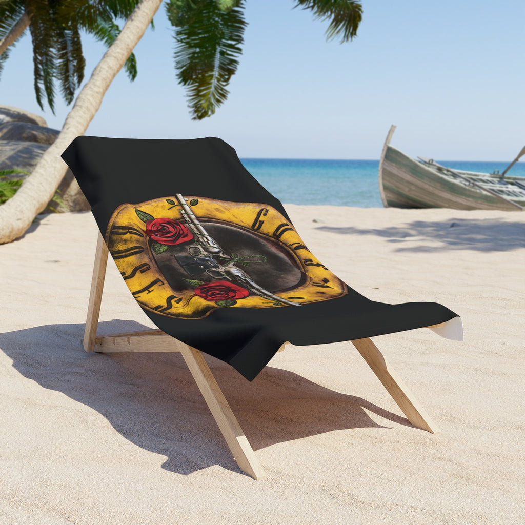 G AND R Skull & Roses Beach Towel