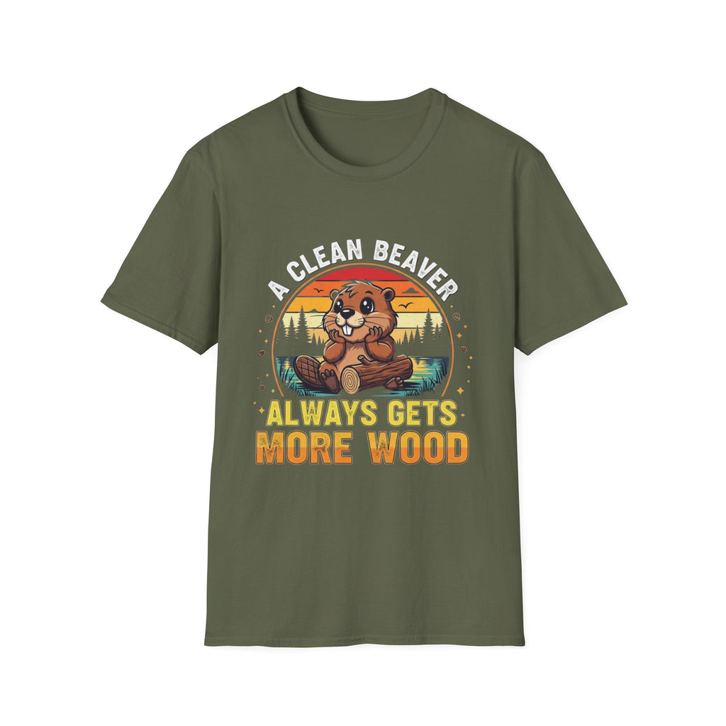 A Clean Beaver T-Shirt — "A Clean Beaver Always Gets More Wood" Retro Graphic Tee