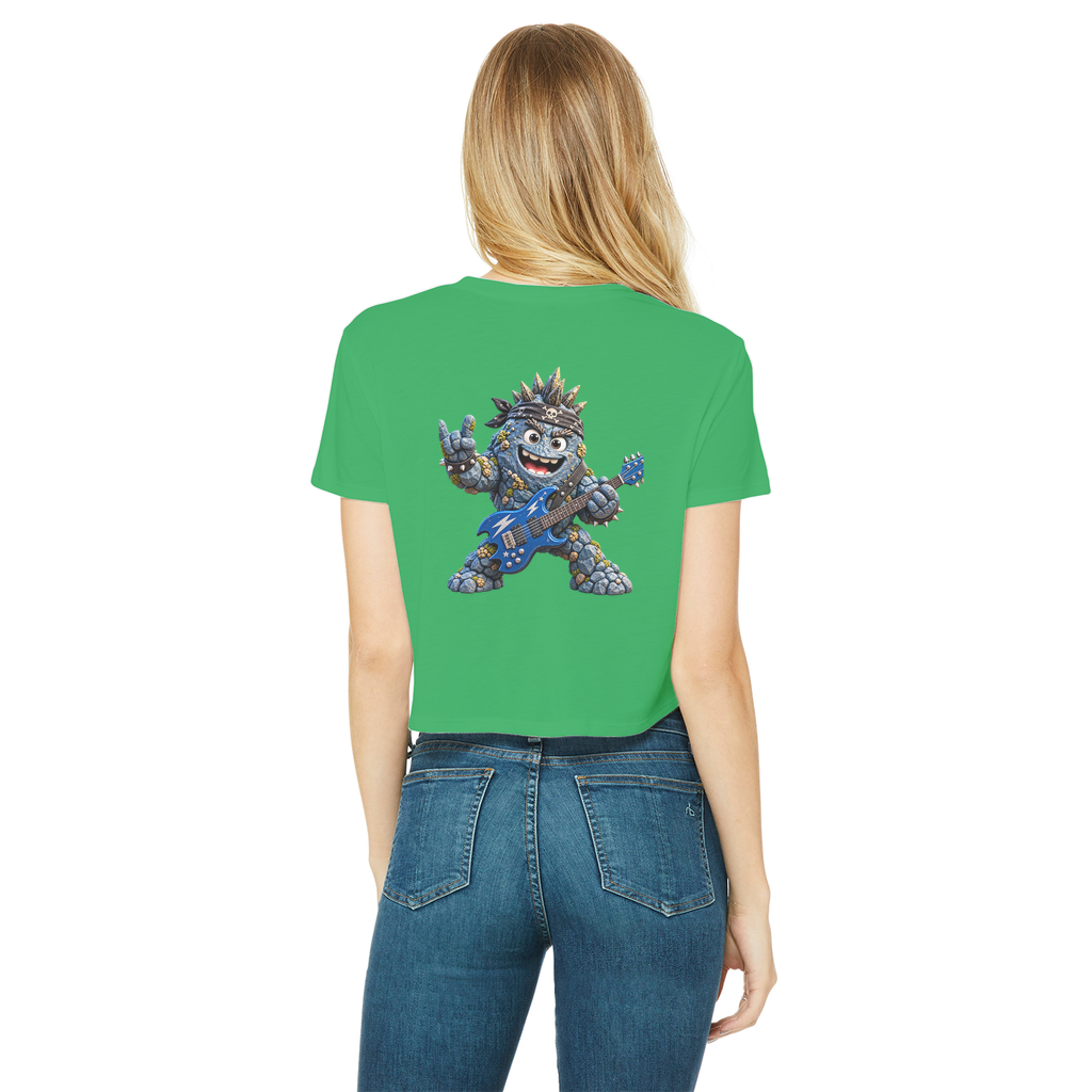 Falling Rocks COllection Classic Women's Cropped Raw Edge T-Shirt