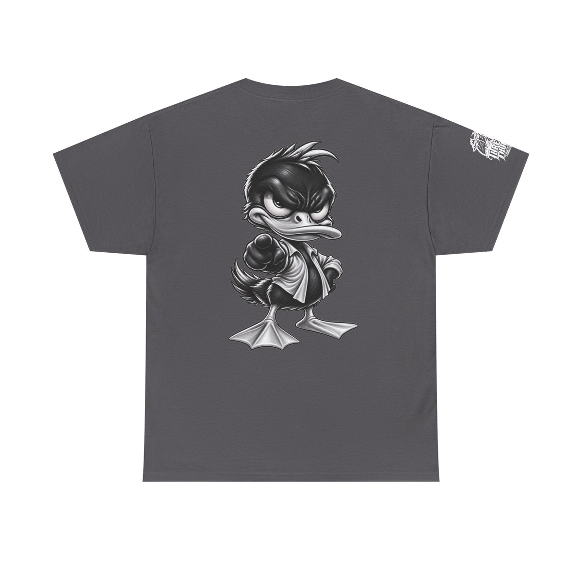 Monochrome Rebel Duck Character Back Graphic Tee