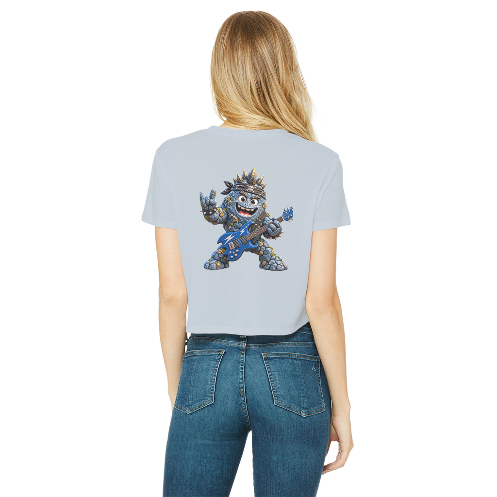 Falling Rocks COllection Classic Women's Cropped Raw Edge T-Shirt