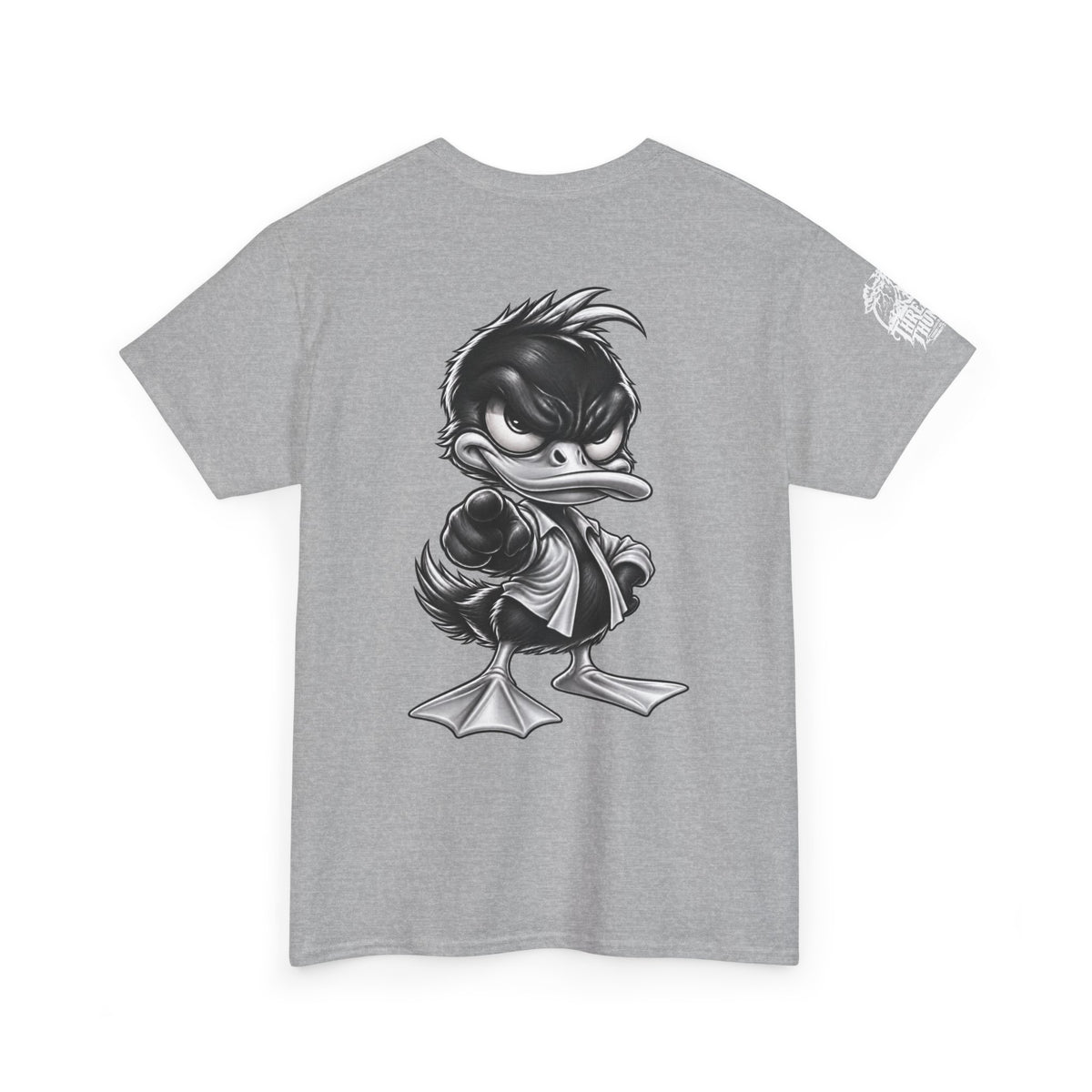 Monochrome Rebel Duck Character Back Graphic Tee