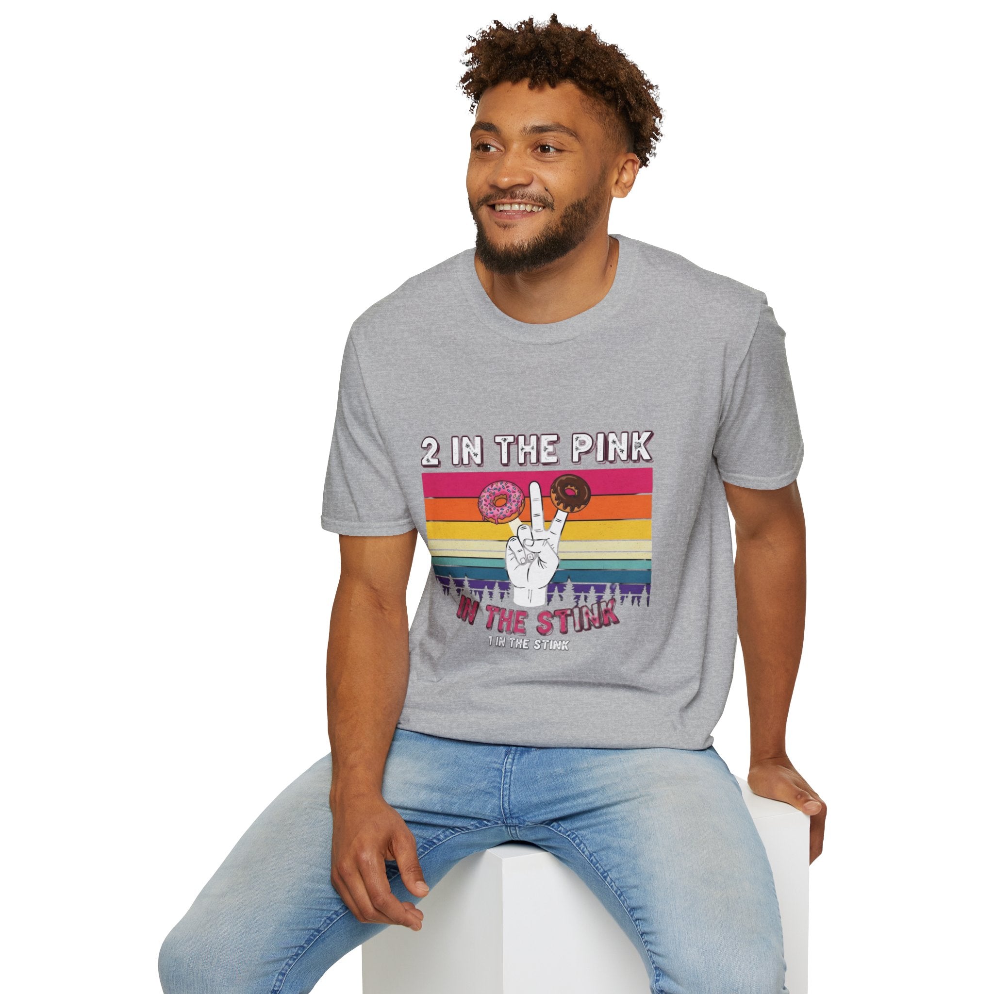 2 In The Pink Donut Peace Sign T‑Shirt — Retro Rainbow Dessert Graphic Tee