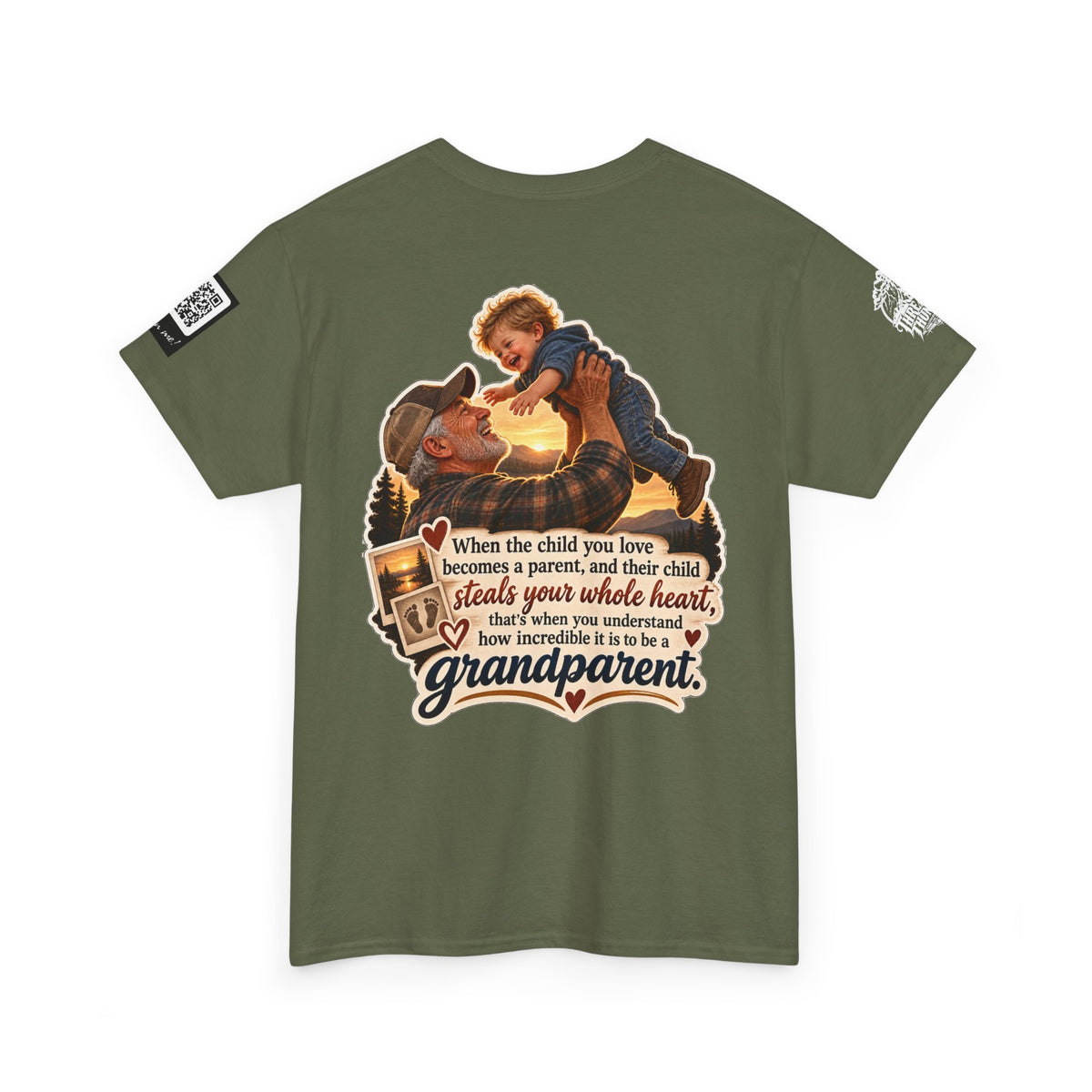A Grandchild Steals Your Whole Heart — Proud Grandparent Back Graphic Tee