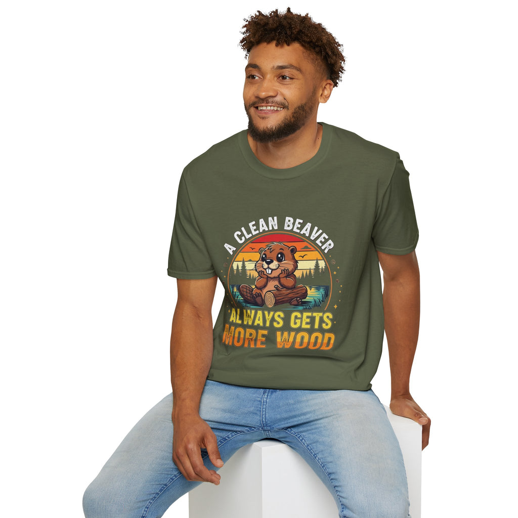 A Clean Beaver T-Shirt — "A Clean Beaver Always Gets More Wood" Retro Graphic Tee