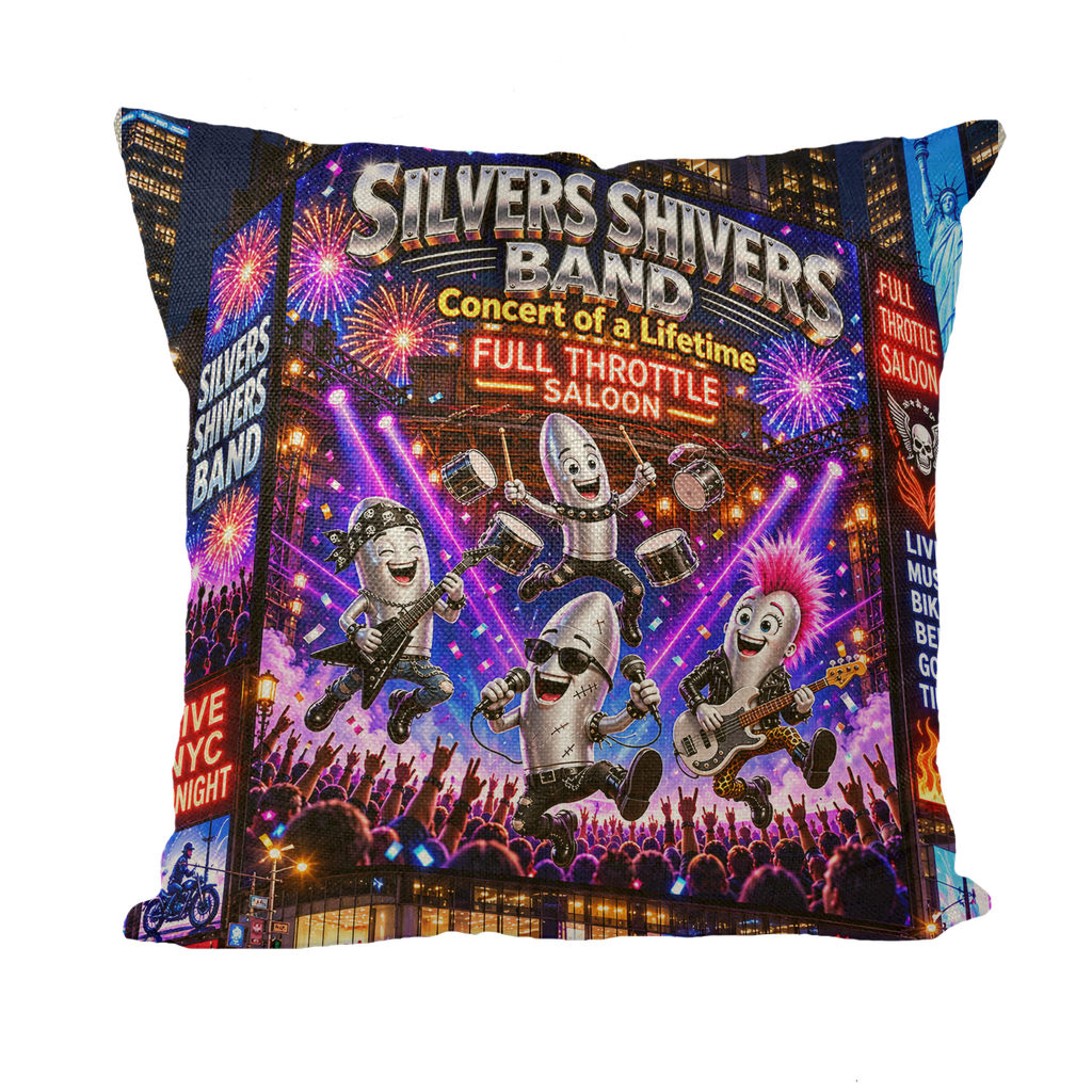 The Silver Shivers Band Throw Pillows