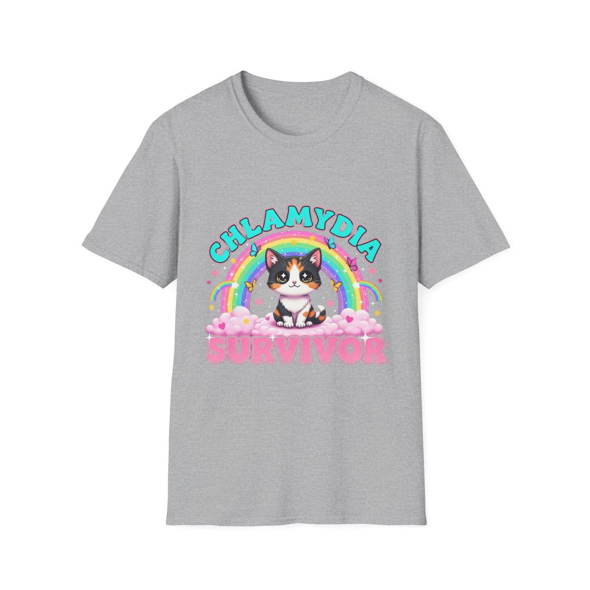 Chlamydia Survivor Cat T-Shirt — Cute Rainbow Calico Tee