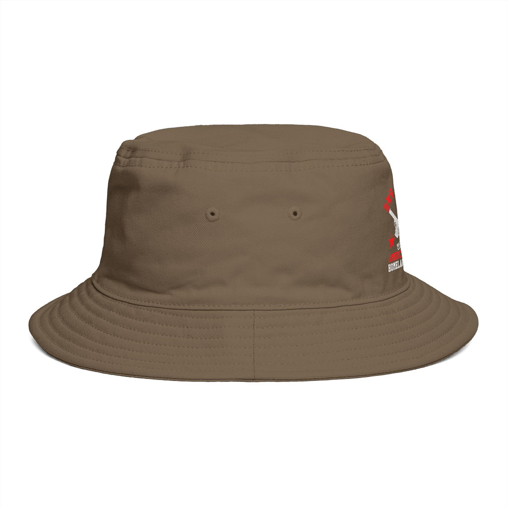 Bucket Hat - Red Liesbovt Homeland Security Skull Logo