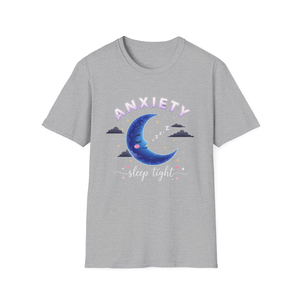 Anxiety Moon T-Shirt — 'Sleep Tight' Cute Moon & Stars Relaxation Tee