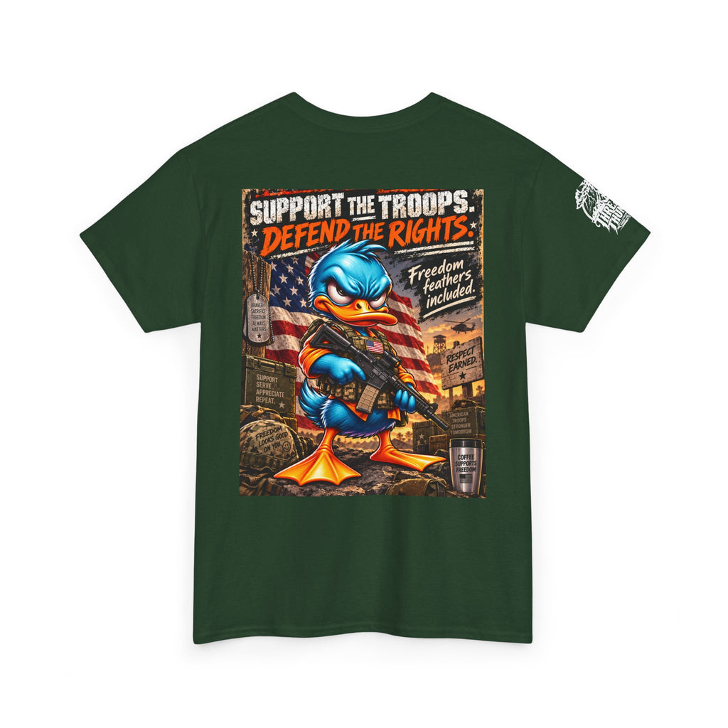Support the Troops, Defend the Rights Back Graphic Tee