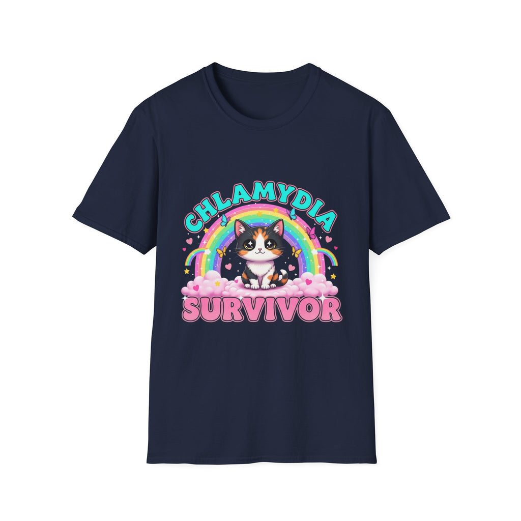 Chlamydia Survivor Cat T-Shirt — Cute Rainbow Calico Tee