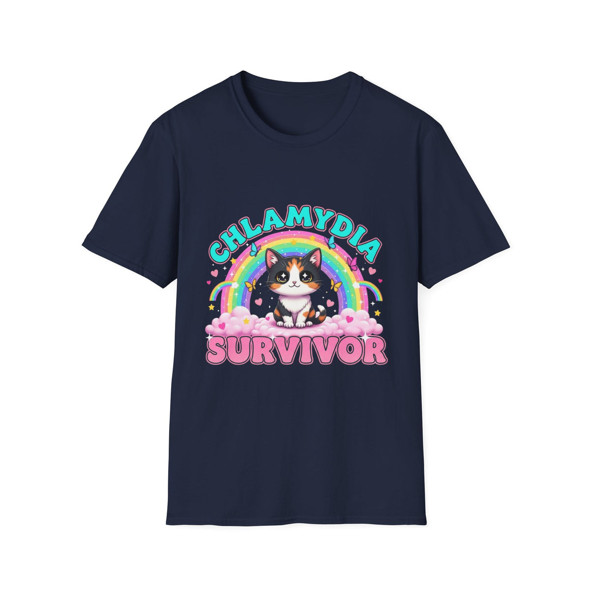 Chlamydia Survivor Cat T-Shirt — Cute Rainbow Calico Tee