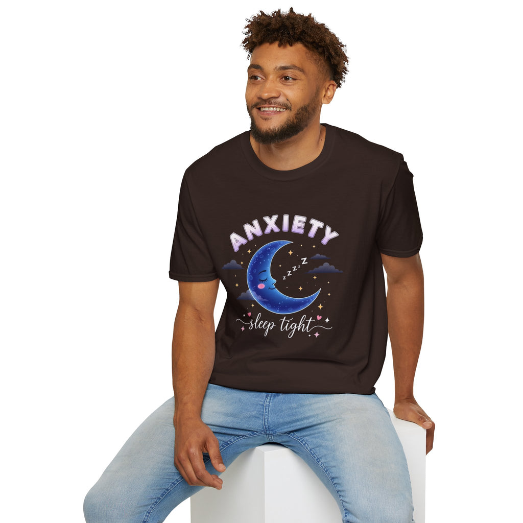 Anxiety Moon T-Shirt — 'Sleep Tight' Cute Moon & Stars Relaxation Tee