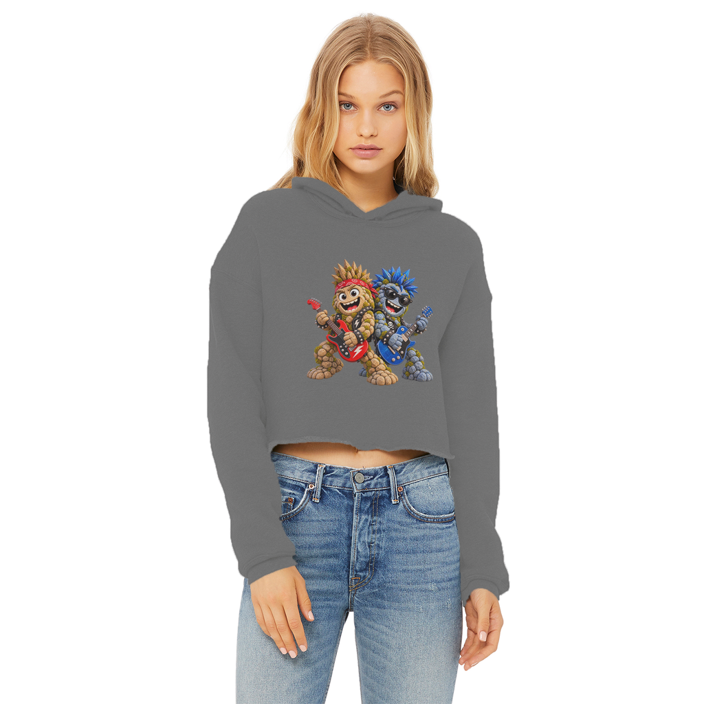 Falling Rocks COllection Ladies Cropped Raw Edge Hoodie