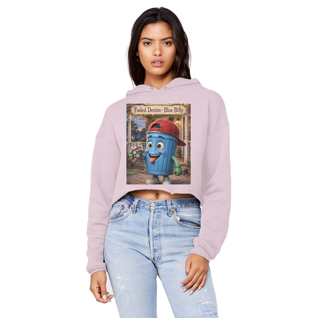 Trash Can Row – Cropped Raw Edge Boyfriend Hoodie