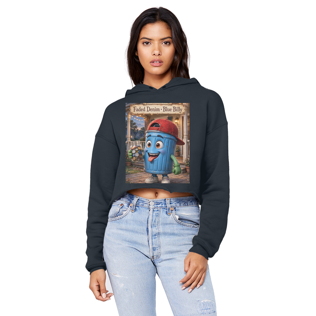Trash Can Row – Cropped Raw Edge Boyfriend Hoodie