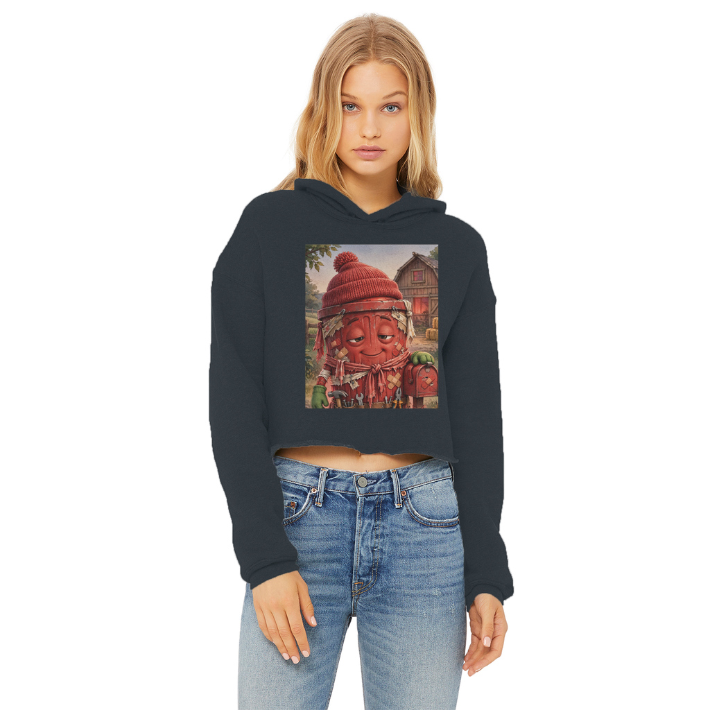 Trash Can Row – Ladies Cropped Raw Edge Hoodie