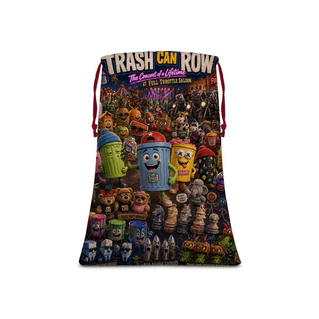 Trash Can Row: Concert for a Lifetime – Sublimation Linen Drawstring Sack