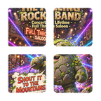Falling Rocks COllection Sublimation Coasters Pack of Four