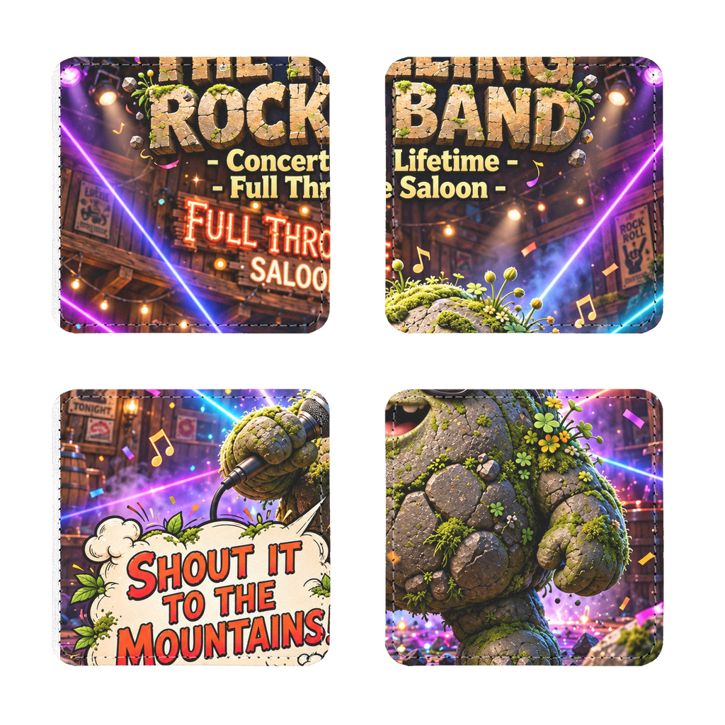 Falling Rocks COllection Sublimation Coasters Pack of Four