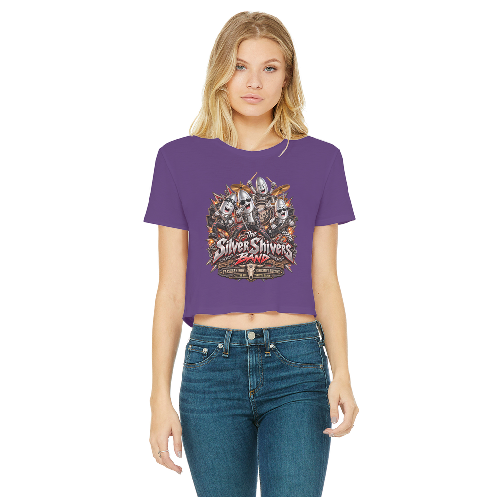 The Silver Shivers Band Classic Women's Cropped Raw Edge T-Shirt